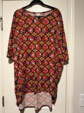 LuLaRoe Red Orange Geometric Floral Tunic